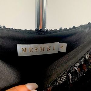 MESHKI Thea Fringe Dress in Black